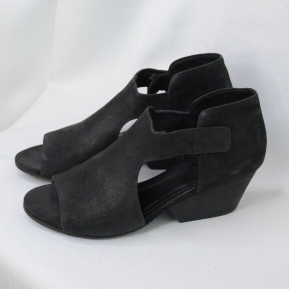 Eileen Fisher Iris Black Suede Cut Out Wedge Heels Sz 7 - Picture 2 of 10